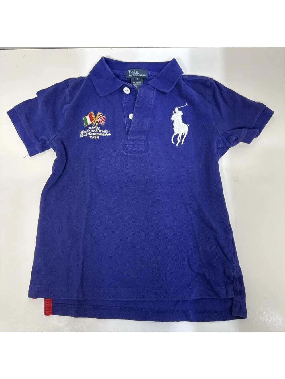 Polo Ralph Lauren Boys 6 Blue Solid Cotton Pique Polo Pony Logo Golf Polo